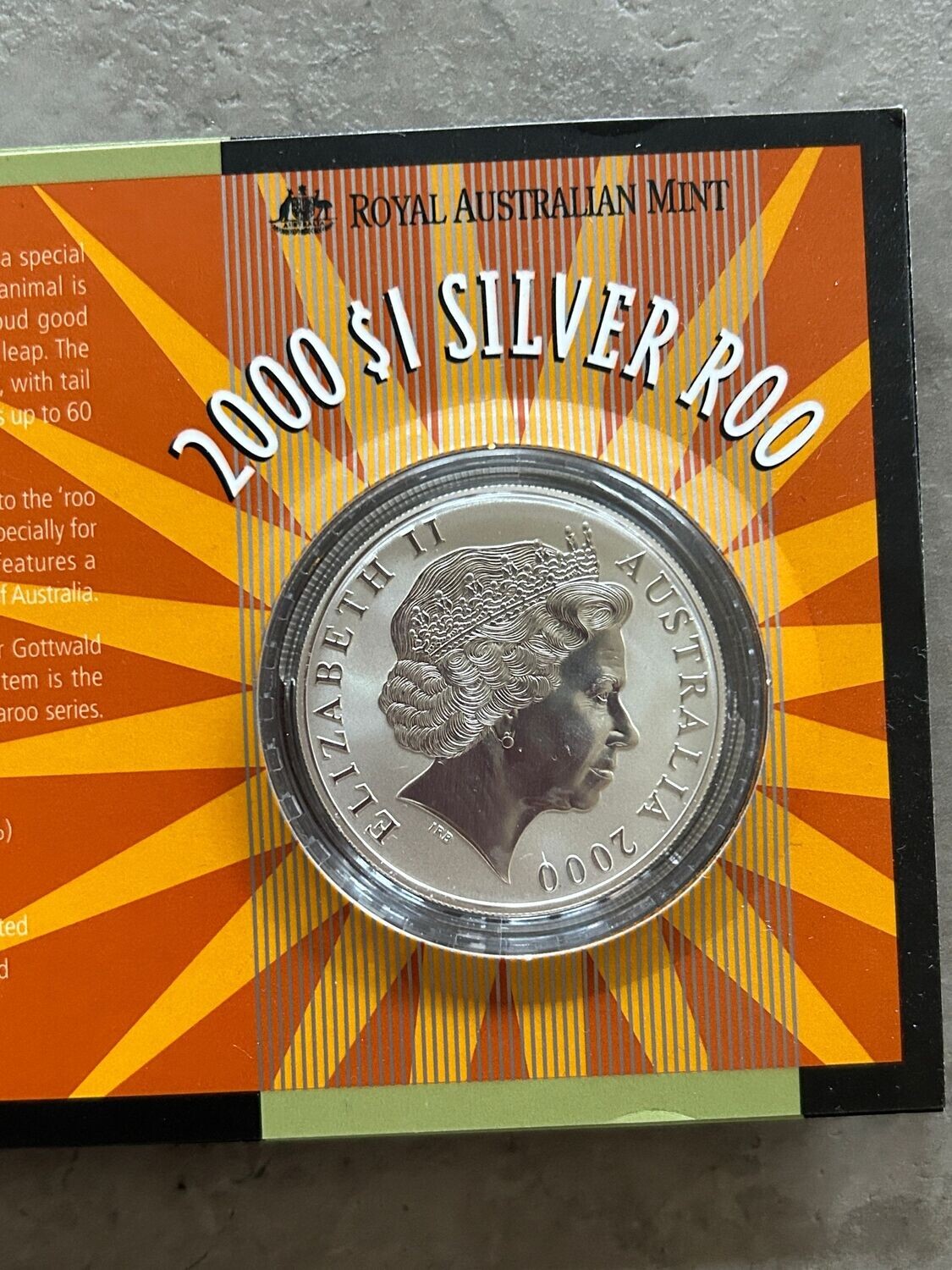 2000 Australian $1 Silver Roo Coin