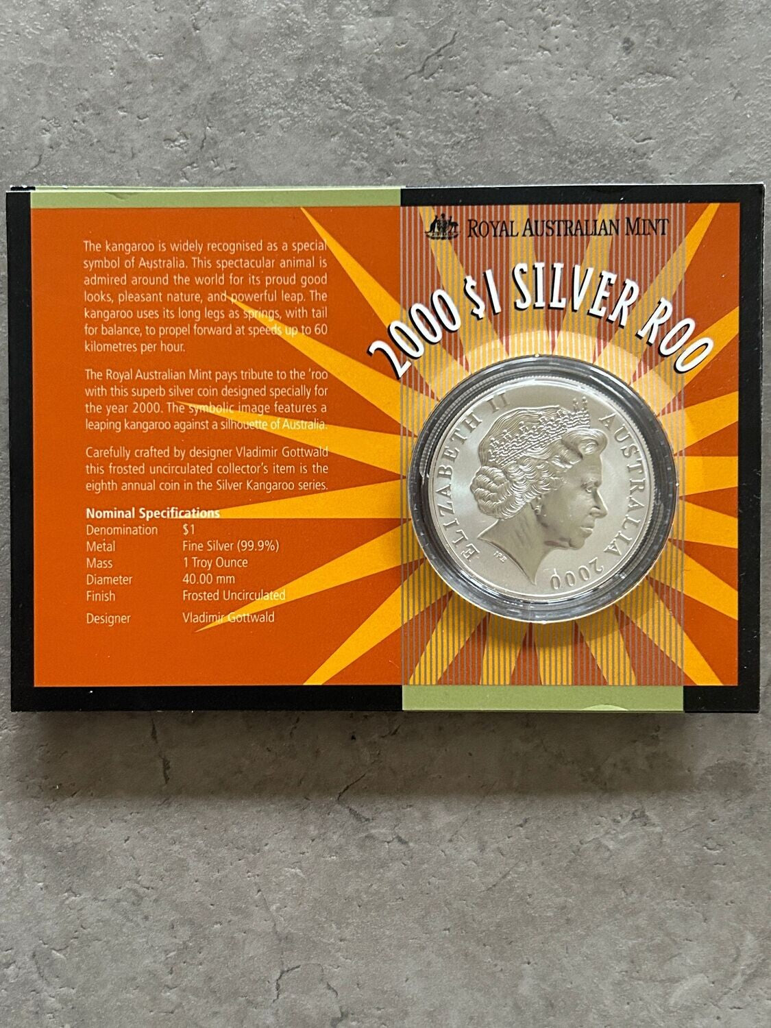 2000 Australian $1 Silver Roo Coin