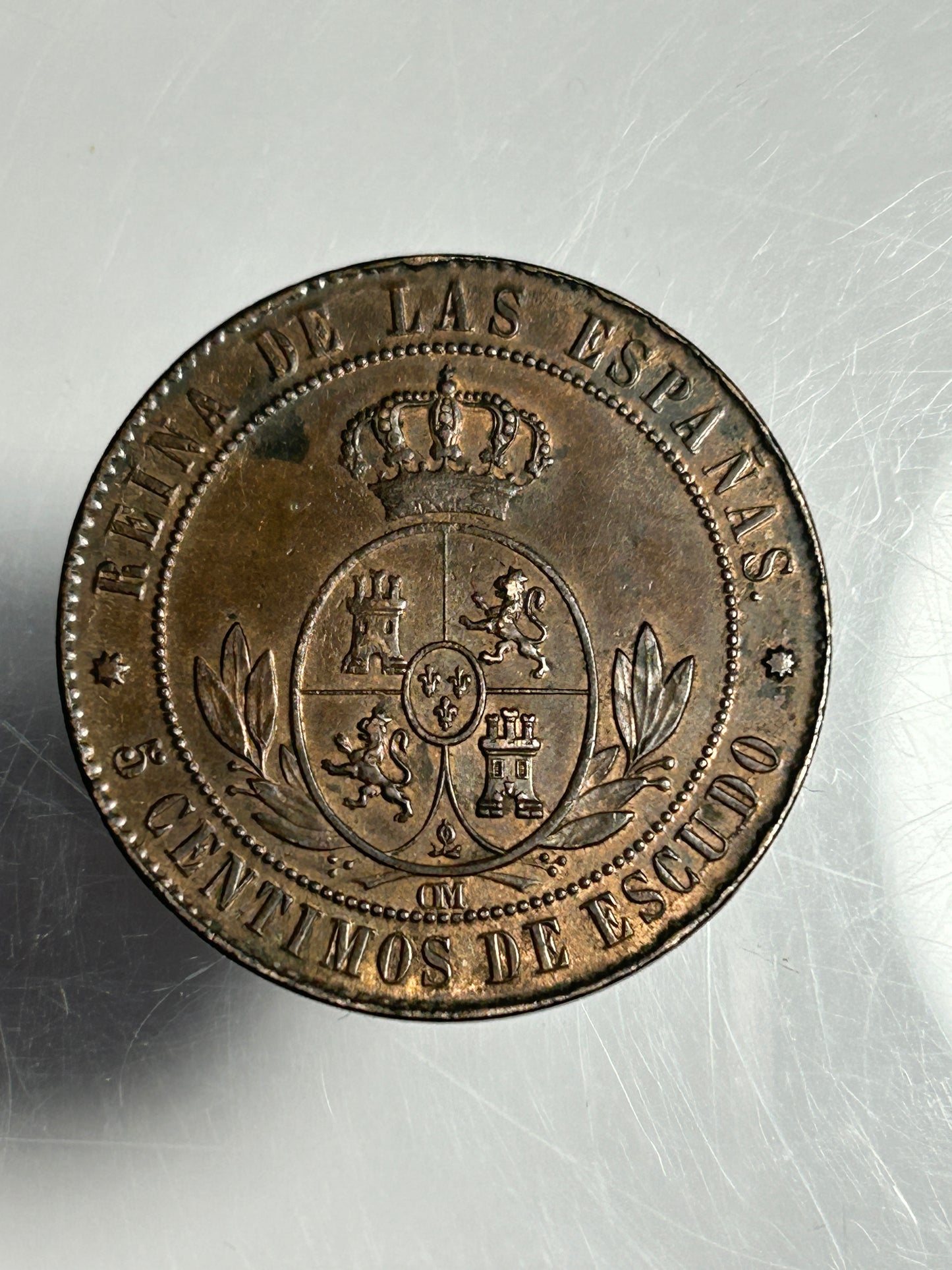 1868 Spanish Half Centimo