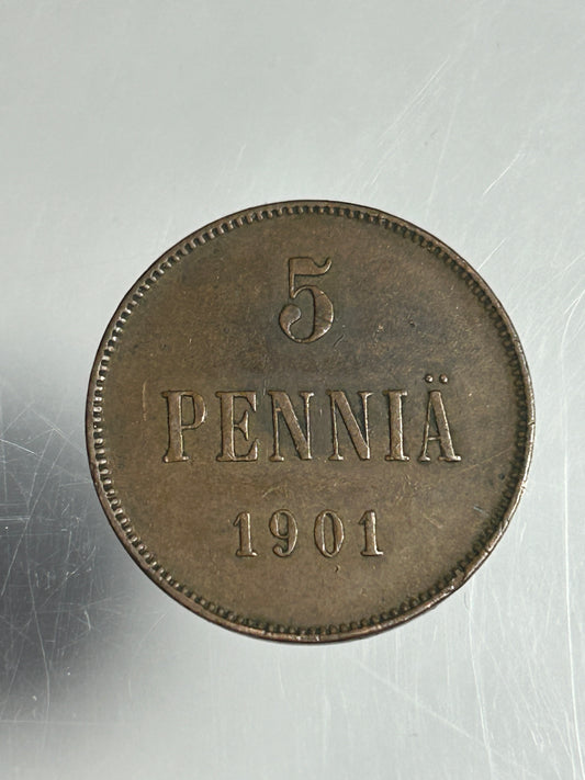 1901 5 Pennia Finland