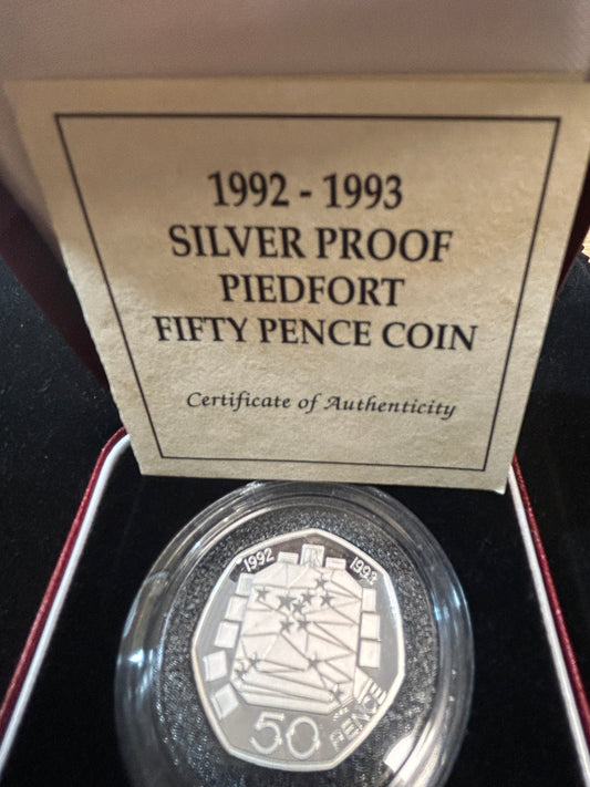 1992 Piedfort Silver Proof Fifty Pence Coin