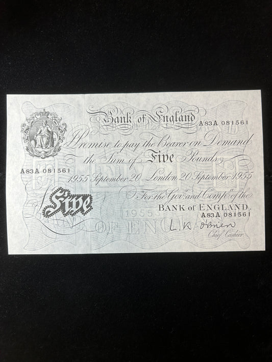 1955 L.K.OBrien White £5 Note