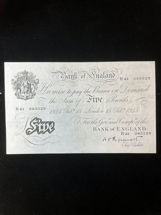 1945 Peppiatt White £5 Note