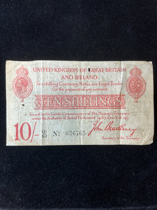 Bradbury 10 Shilling Note