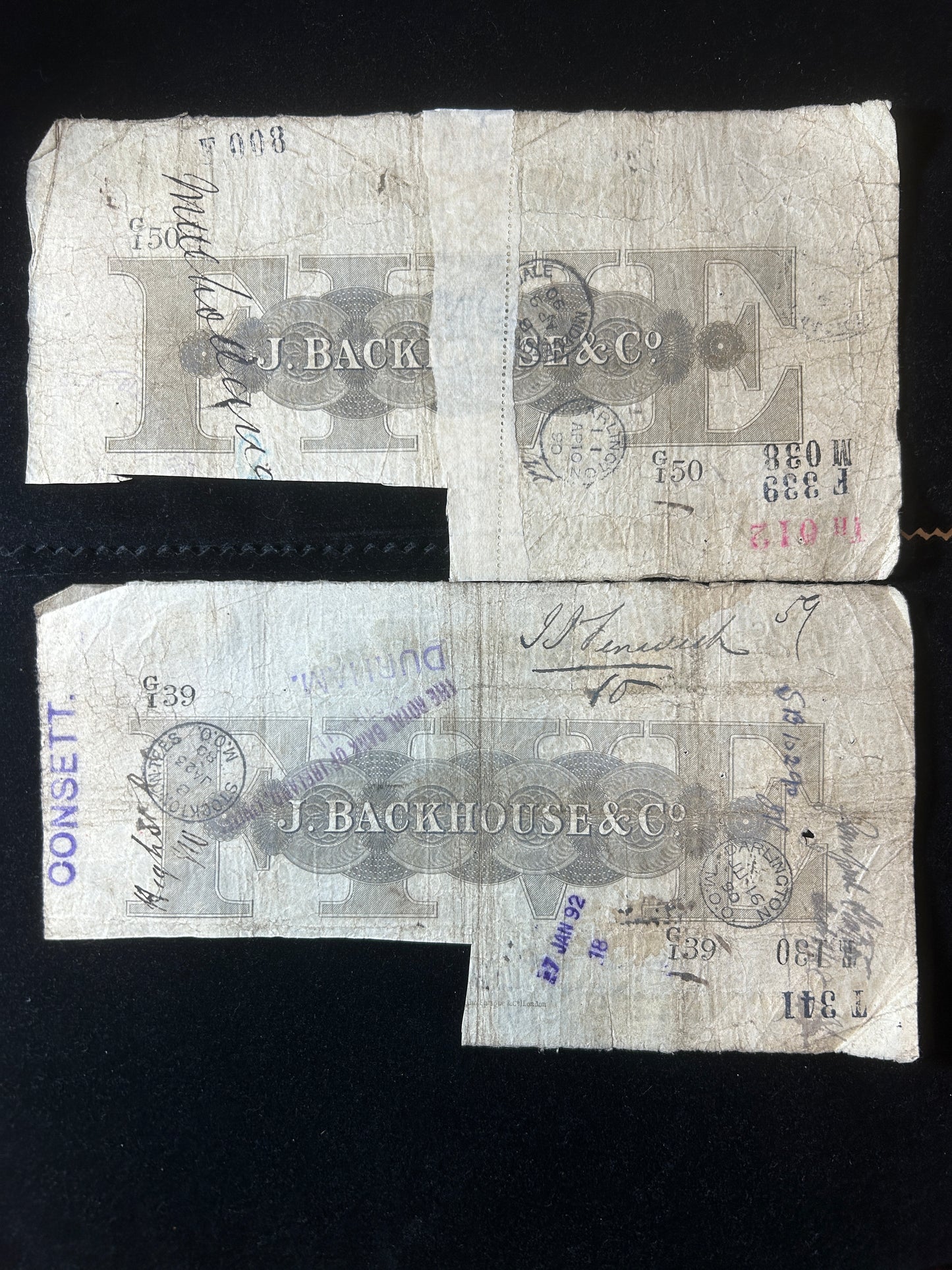 1887 Darlington Bank Provincial£5 Bank Notes