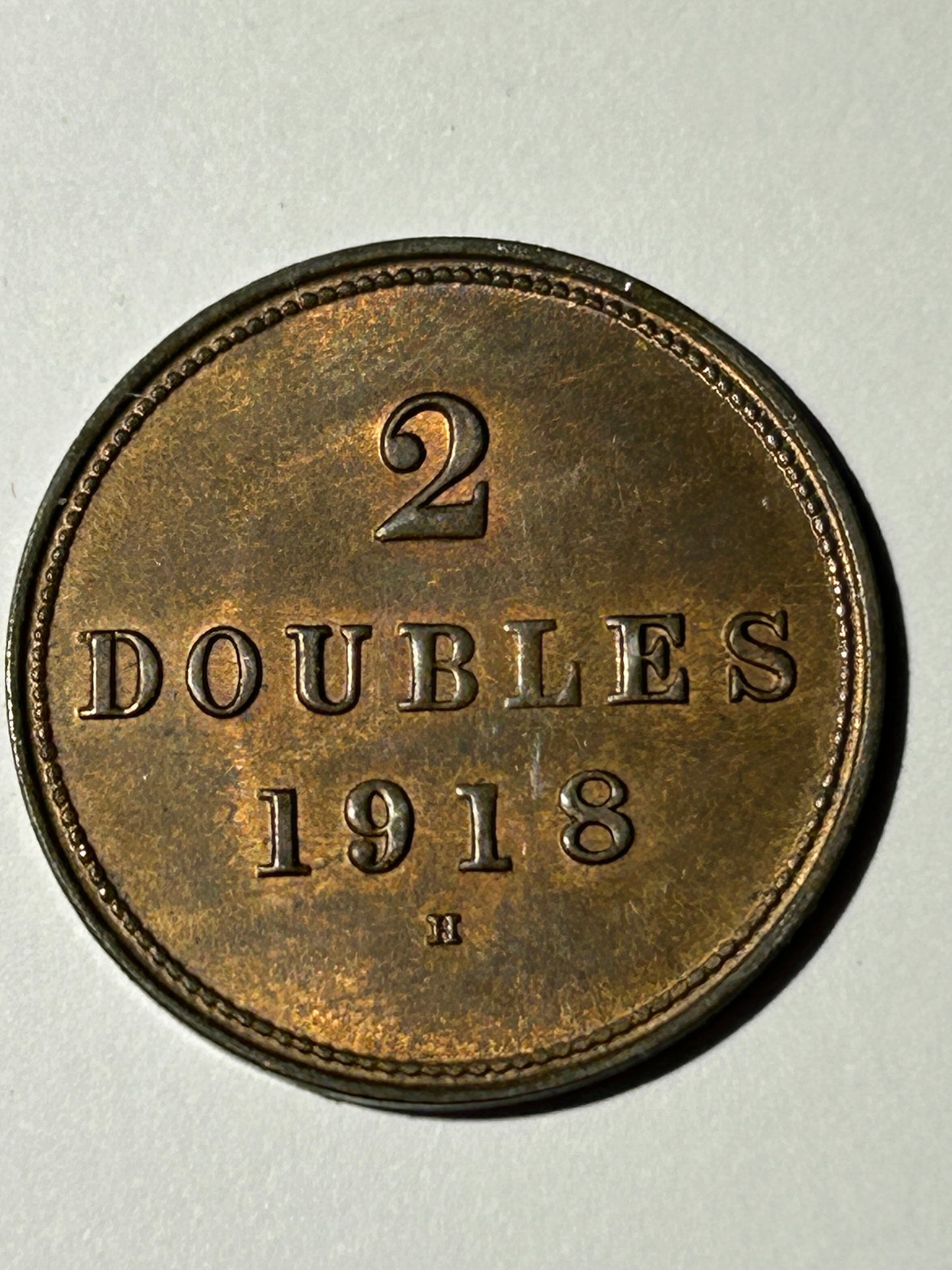 1918H George V Guernsey 2 Doubles