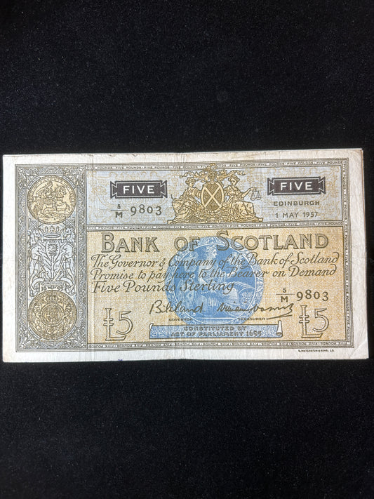 1957 Bank of Scotland £5 Notes