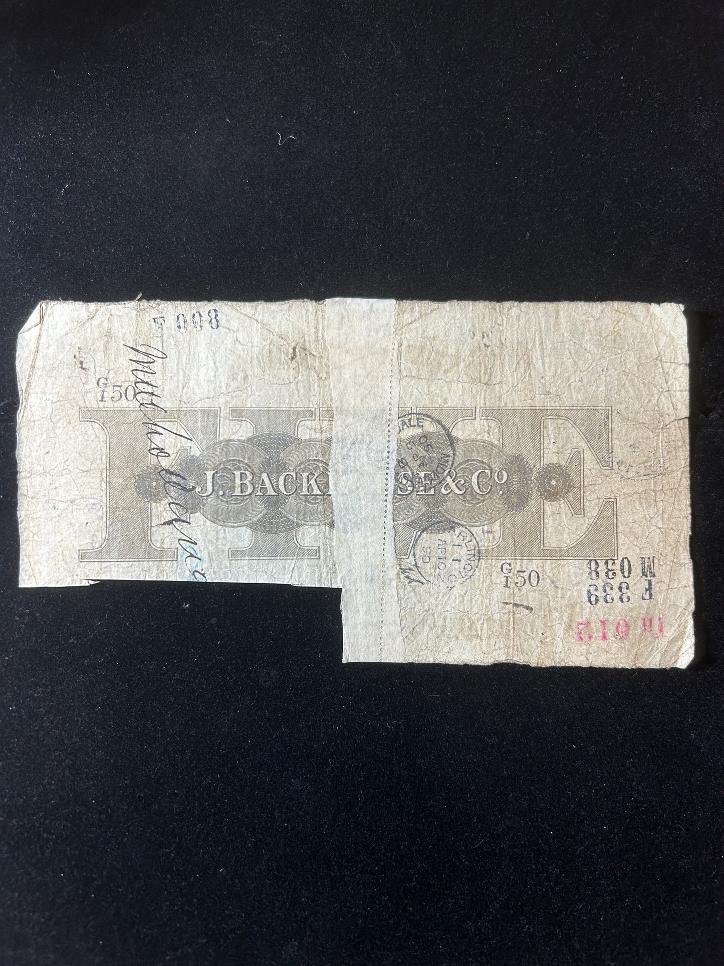 1887 Darlington Bank Provincial£5  Bank Notes