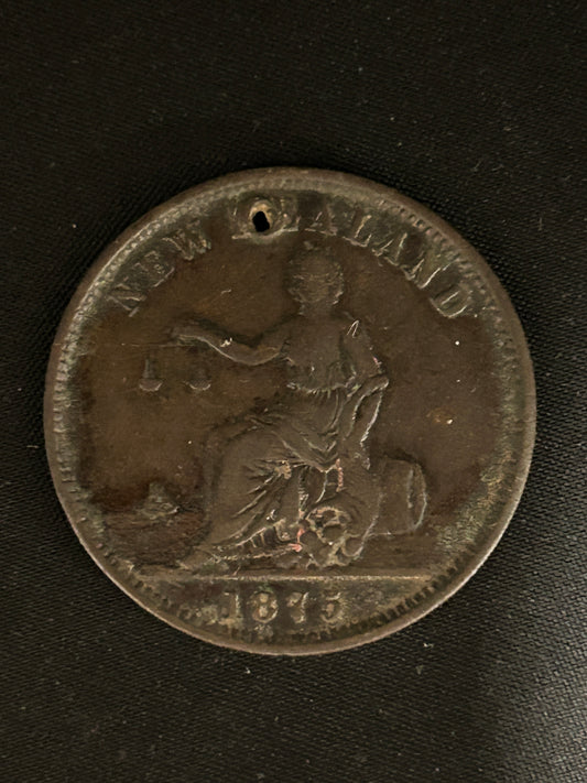 1875 New Zealand Penny Token Clarkson