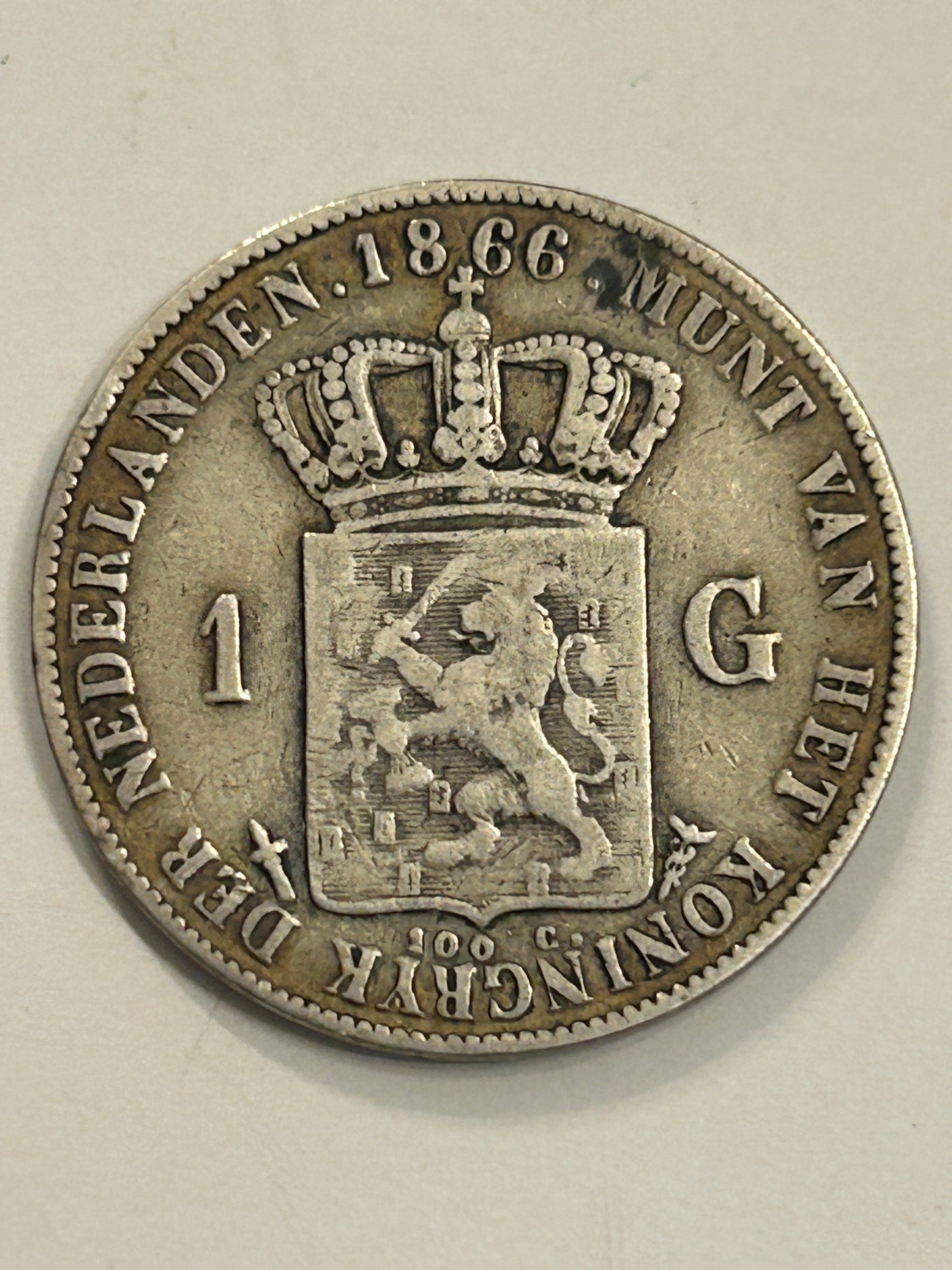 1866 NETHERLANDS 1 GUILDER