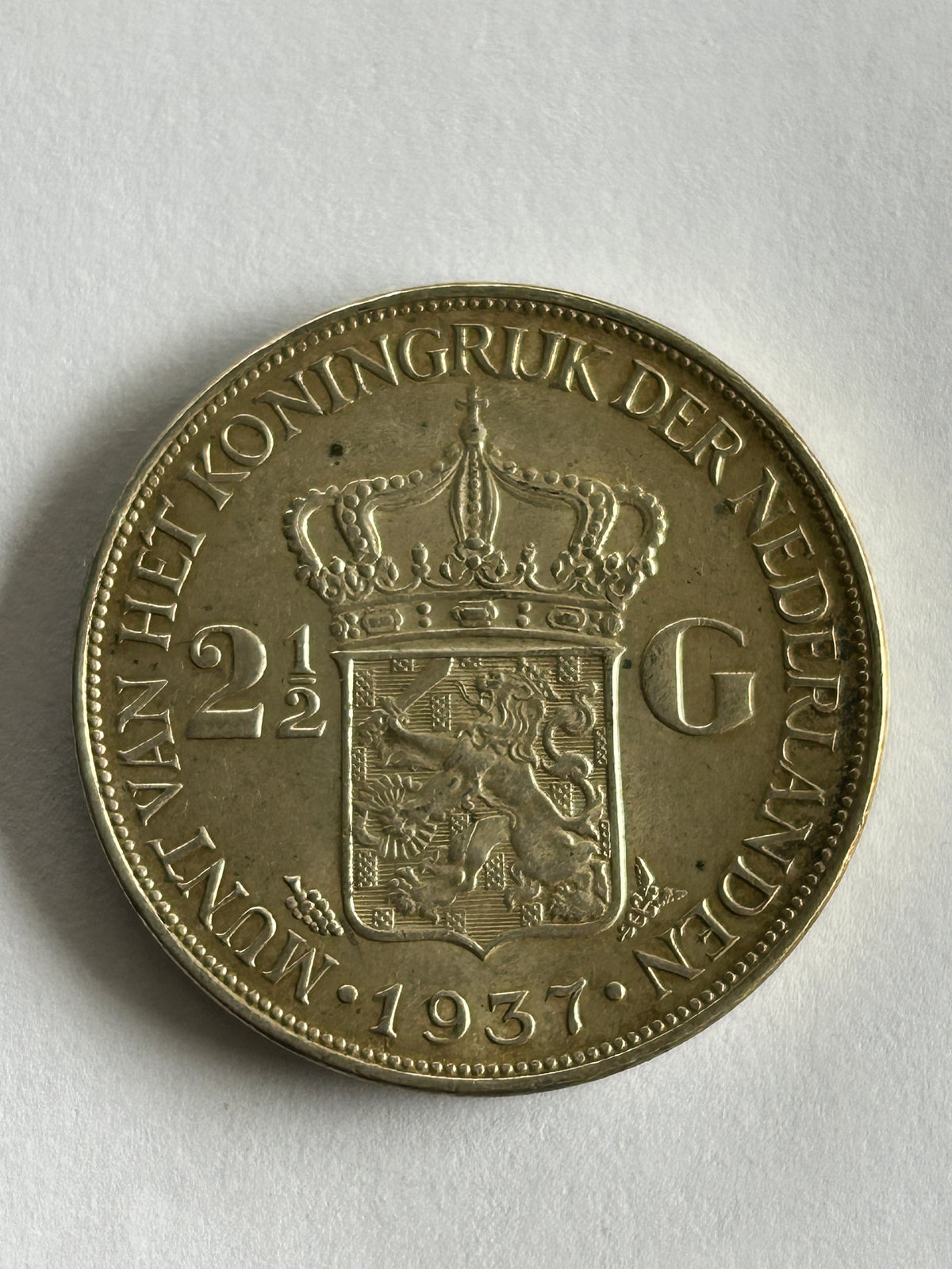 1937 NETHERLANDS 2 1/2 GULDEN