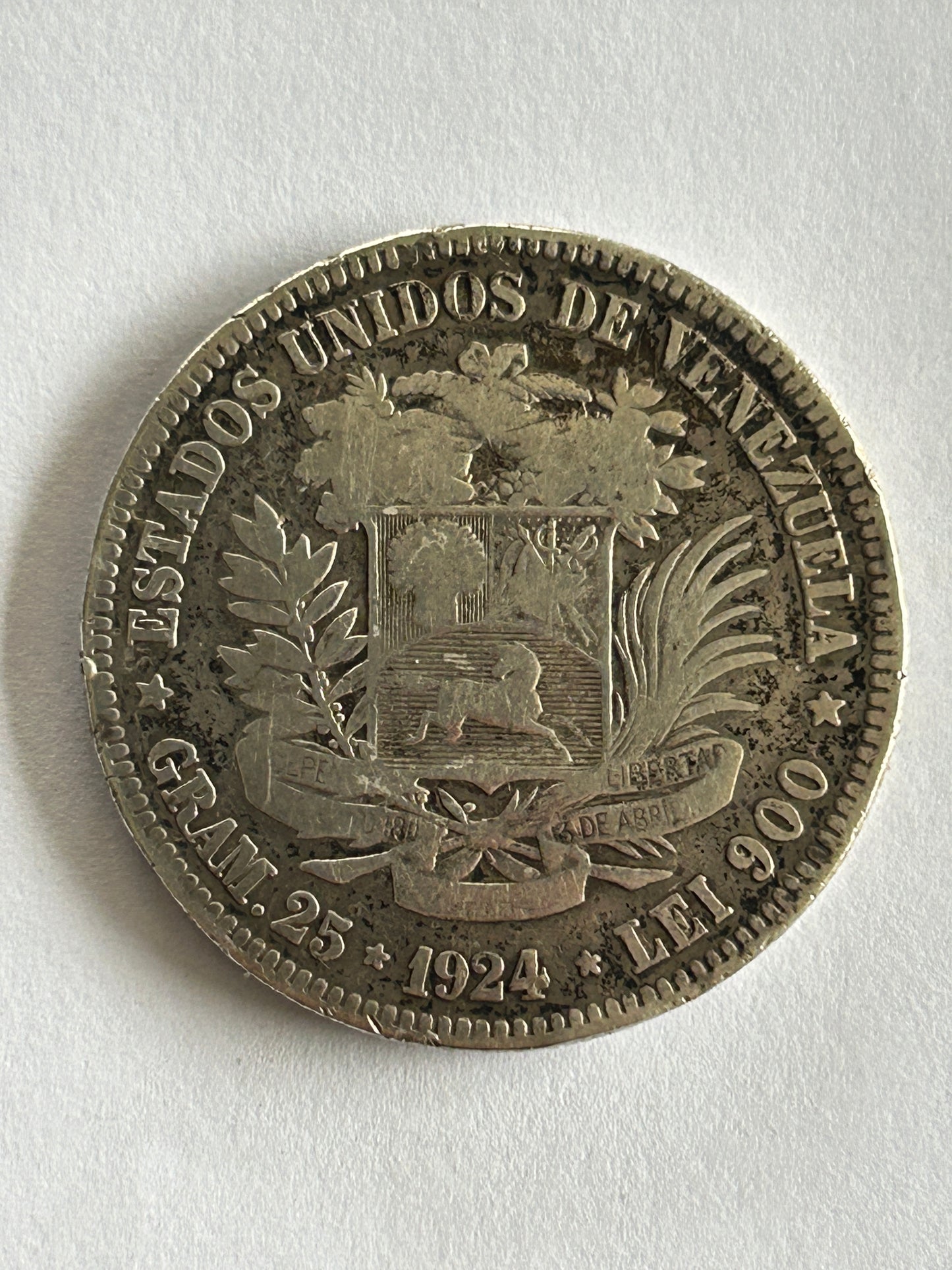 1924 VENEZUELA 1 BOLIVAR