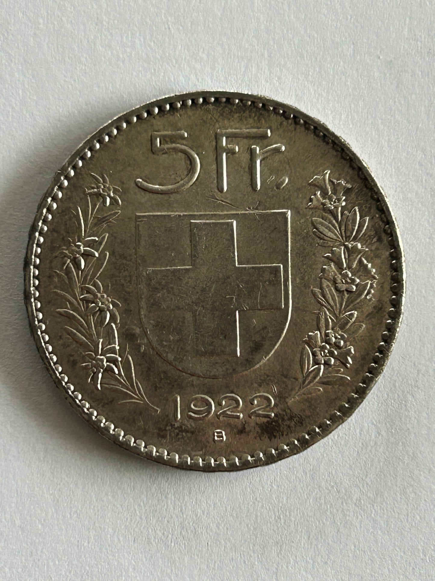 1922 5 Francs Swiss Confederation