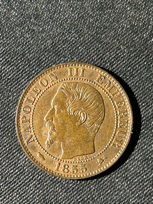 1855 France 5 Centimes Napoleon II